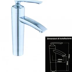MISCELATORE RUBINETTO ACCIAIO PER LAVABO LAVANDINO BIDET MONOFORO MONOCOMANDO