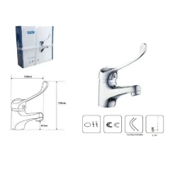 MISCELATORE RUBINETTO BAGNO PER LAVANDINO LAVABO OTTONE CROMATO CLINICA 69205