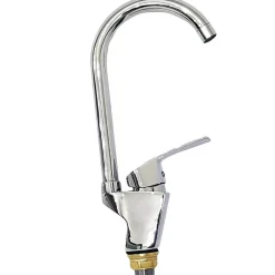 MISCELATORE RUBINETTO CANNA ALTA ESY_52969 ACCIAIO ARGENTO LAVANDINO DOPPIO FORO