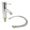 MISCELATORE RUBINETTO COLLO LUNGO MONOCOMANDO LAVABO BAGNO TONDO CROMATO