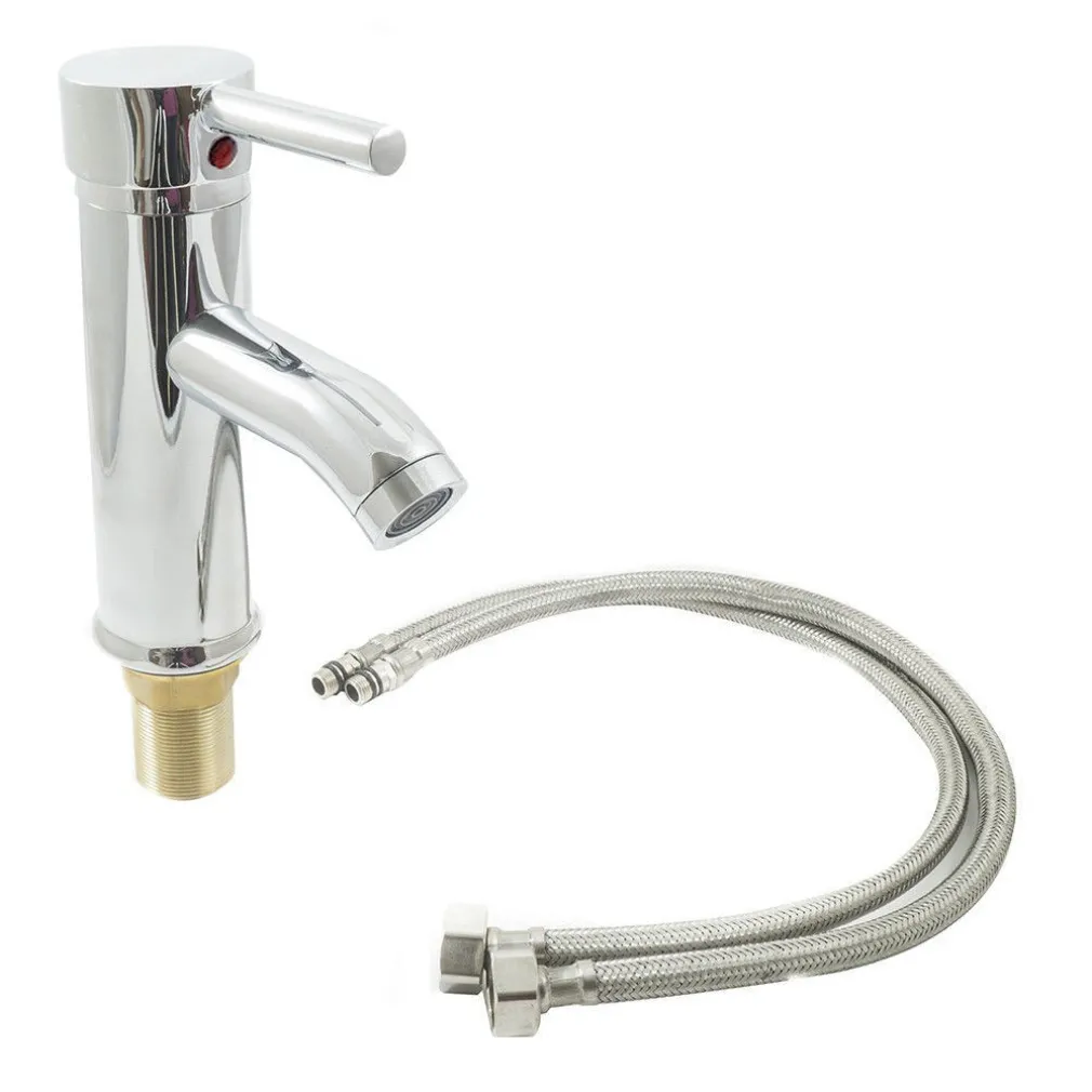 MISCELATORE RUBINETTO COLLO LUNGO MONOCOMANDO LAVABO BAGNO TONDO CROMATO