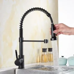 MISCELATORE RUBINETTO CON DOCCETTA LAVELLO CANNA ALTA ISOLA PER CUCINA NERO 87467