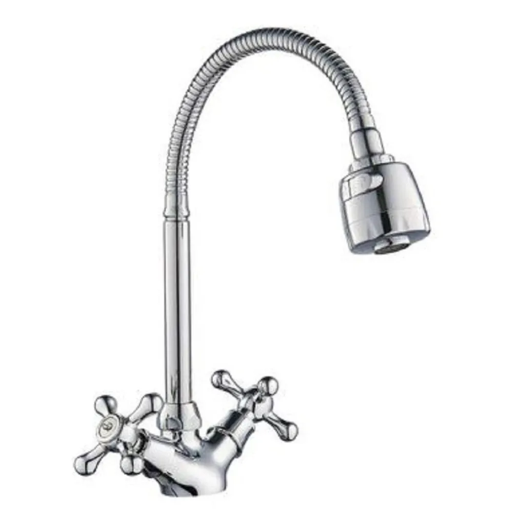 MISCELATORE RUBINETTO FLESSIBILE MANOPOLE CROCE CUCINA LAVELLO OTTONE ROMA 69408