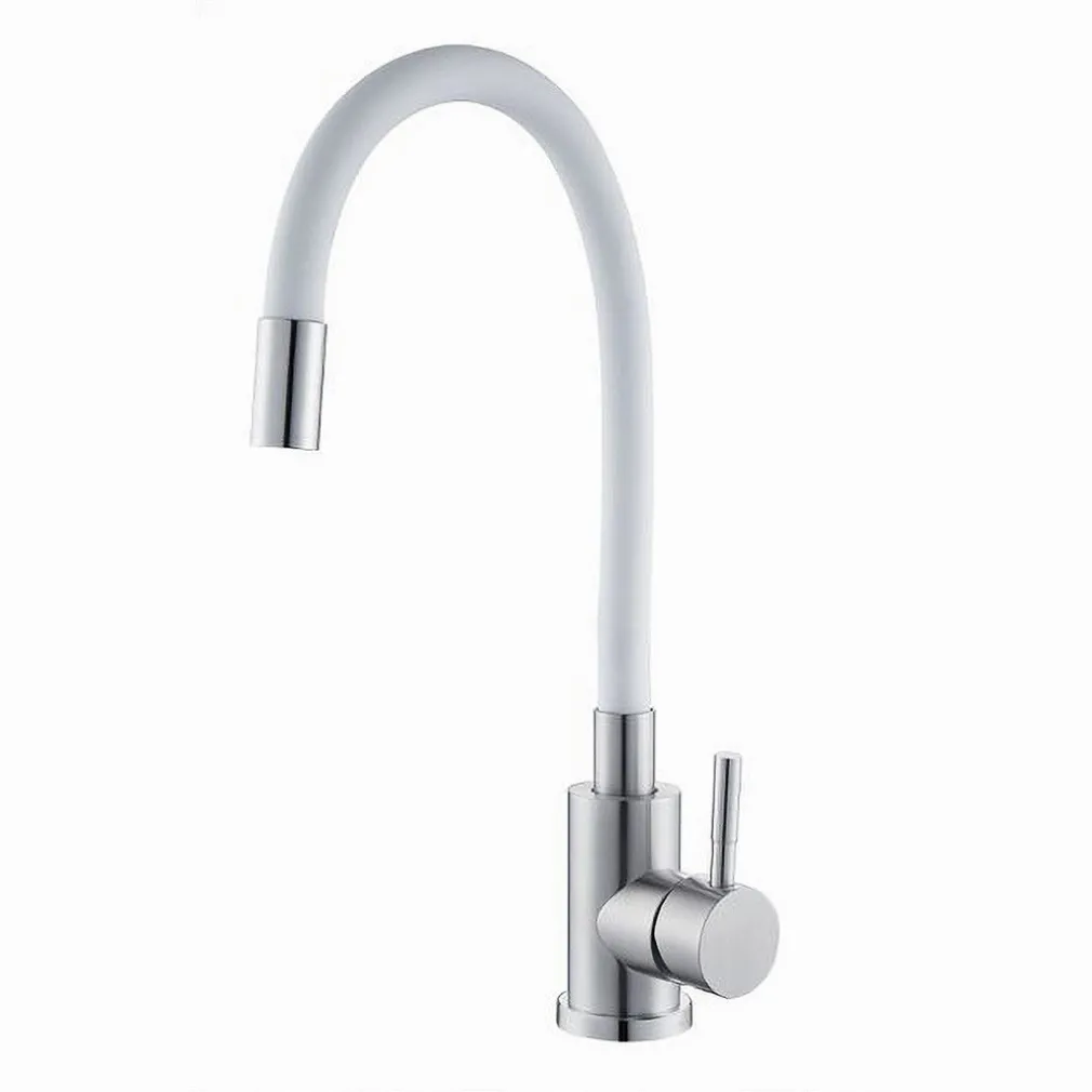 MISCELATORE RUBINETTO LAVELLO CUCINA CANNA FLESSIBILE BIANCO ACCIAIO SATINATO 52688