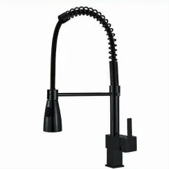 MISCELATORE RUBINETTO LAVELLO CUCINA GETTO A MOLLA BOCCA GIREVOLE NERO QUADRA 87470