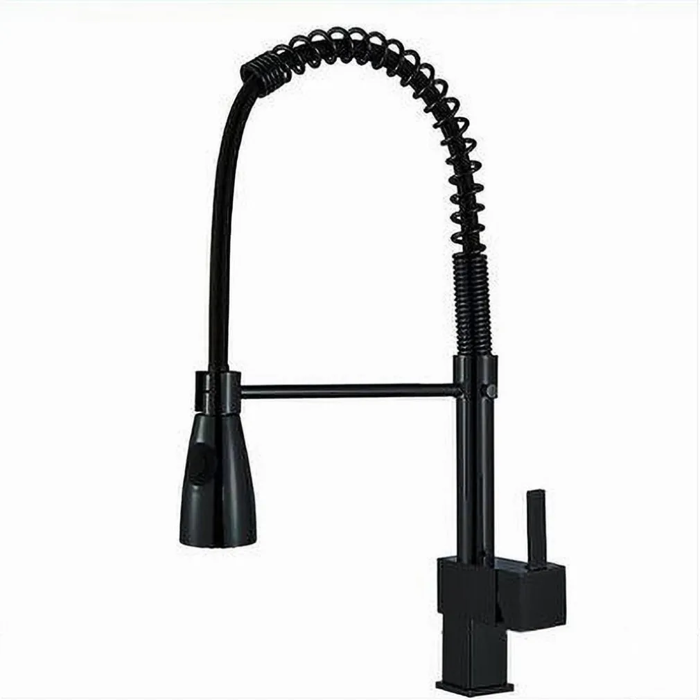 MISCELATORE RUBINETTO LAVELLO CUCINA GETTO A MOLLA BOCCA GIREVOLE NERO QUADRA 87470