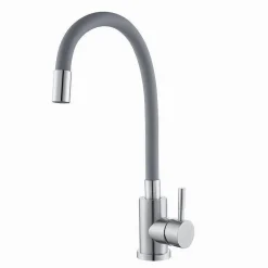 MISCELATORE RUBINETTO LAVELLO CUCINA CANNA FLESSIBILE GRIGIO ACCIAIO SATINATO 52689