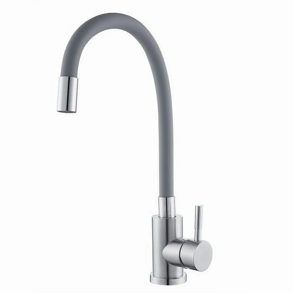 MISCELATORE RUBINETTO LAVELLO CUCINA CANNA FLESSIBILE GRIGIO ACCIAIO SATINATO 52689