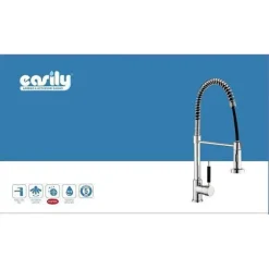 MISCELATORE RUBINETTO LAVELLO CUCINA GETTO LAVABO DESIGN DOCCETTA A MOLLA 59591