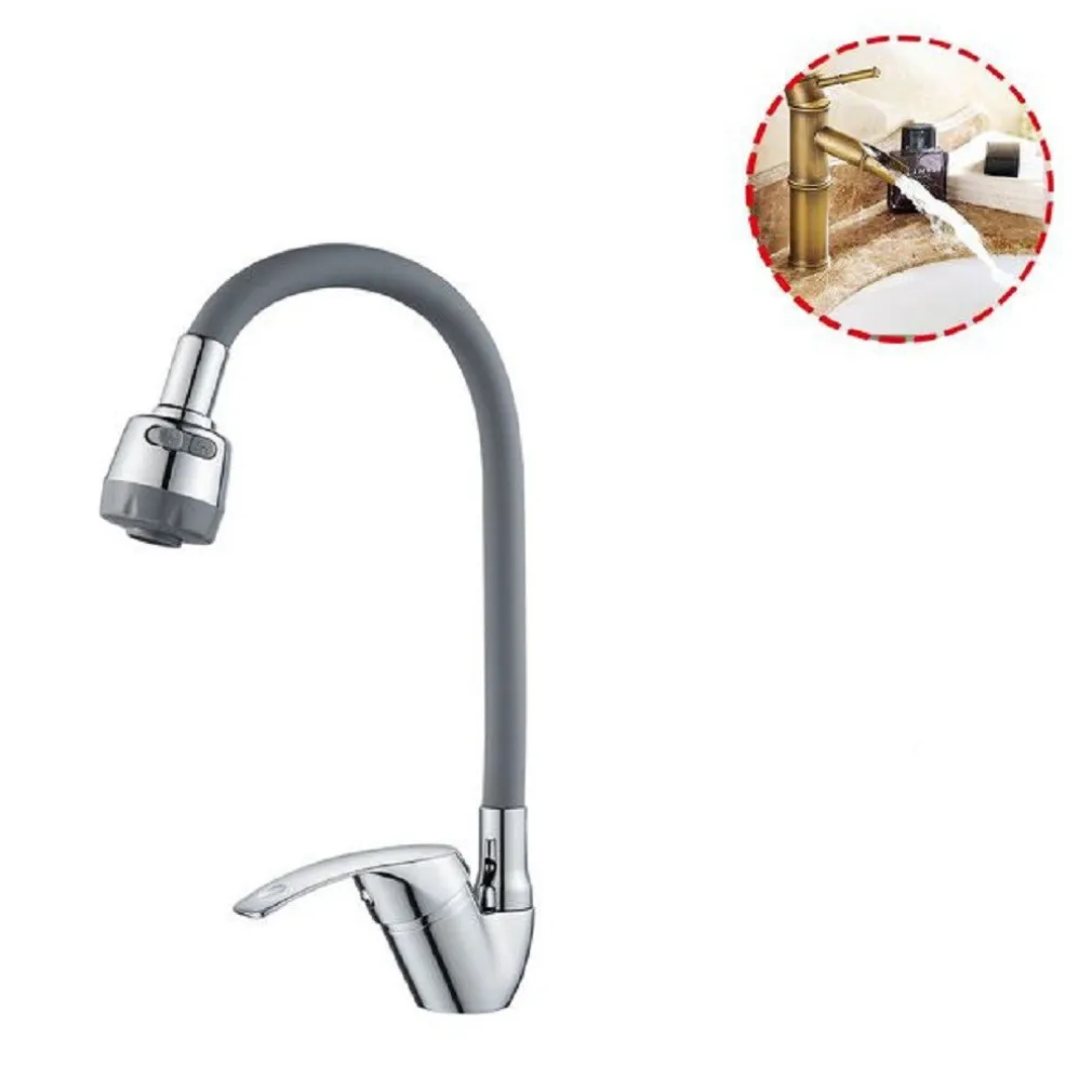 MISCELATORE RUBINETTO LAVELLO CUCINA CANNA FLESSIBILE ROMPIGETTO GRIGIO 79914