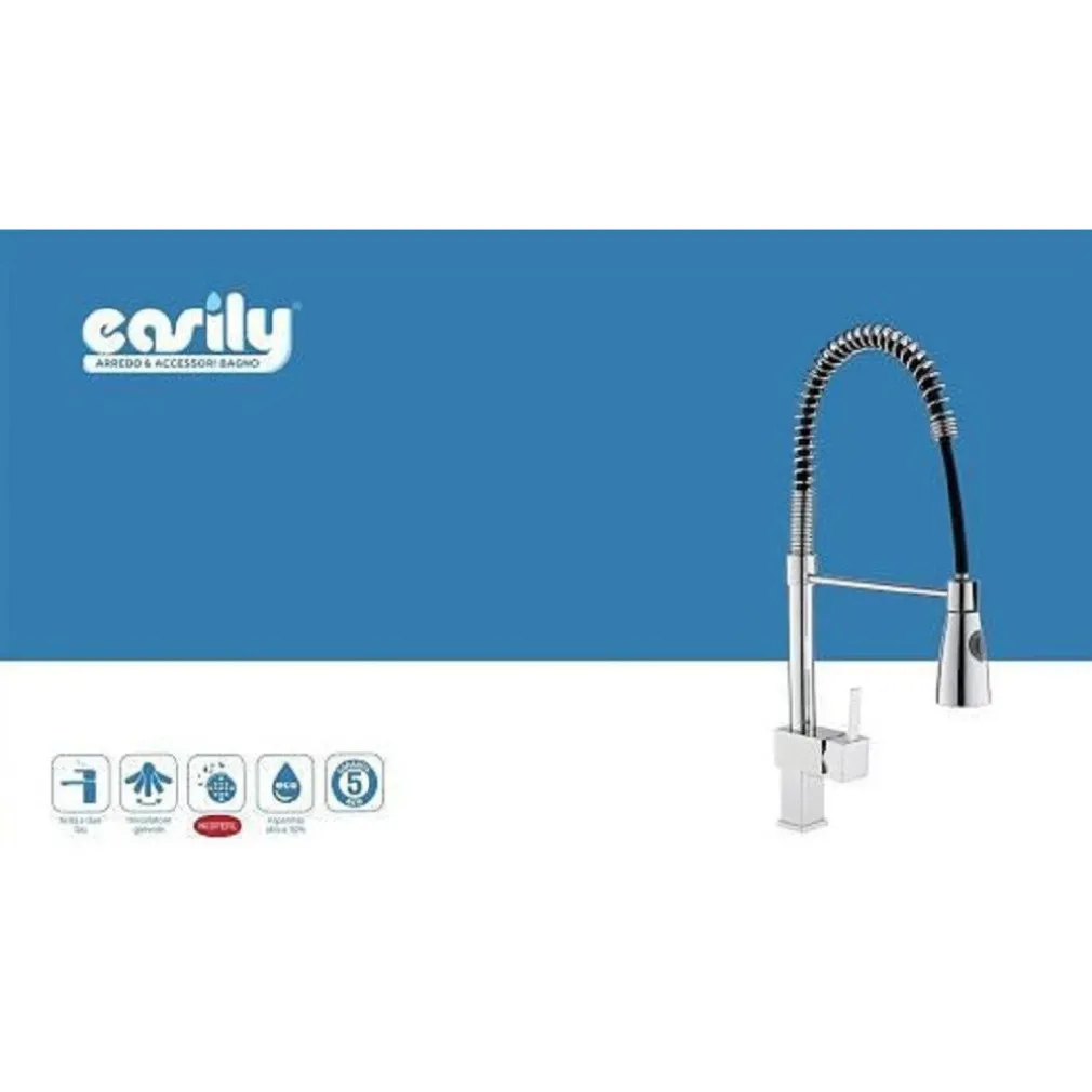 MISCELATORE RUBINETTO LAVELLO CUCINA GETTO LAVABO DESIGN QUADRATO DOCCETTA 59592