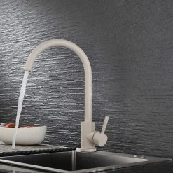 MISCELATORE RUBINETTO LAVELLO CUCINA CANNA ALTA AVENA FRAGRANITE MARRONE BEIGE