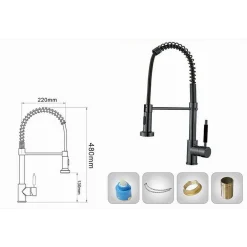 MISCELATORE RUBINETTO LAVELLO CUCINA DOCCETTA GETTO A MOLLA BOCCA GIREVOLE 87468