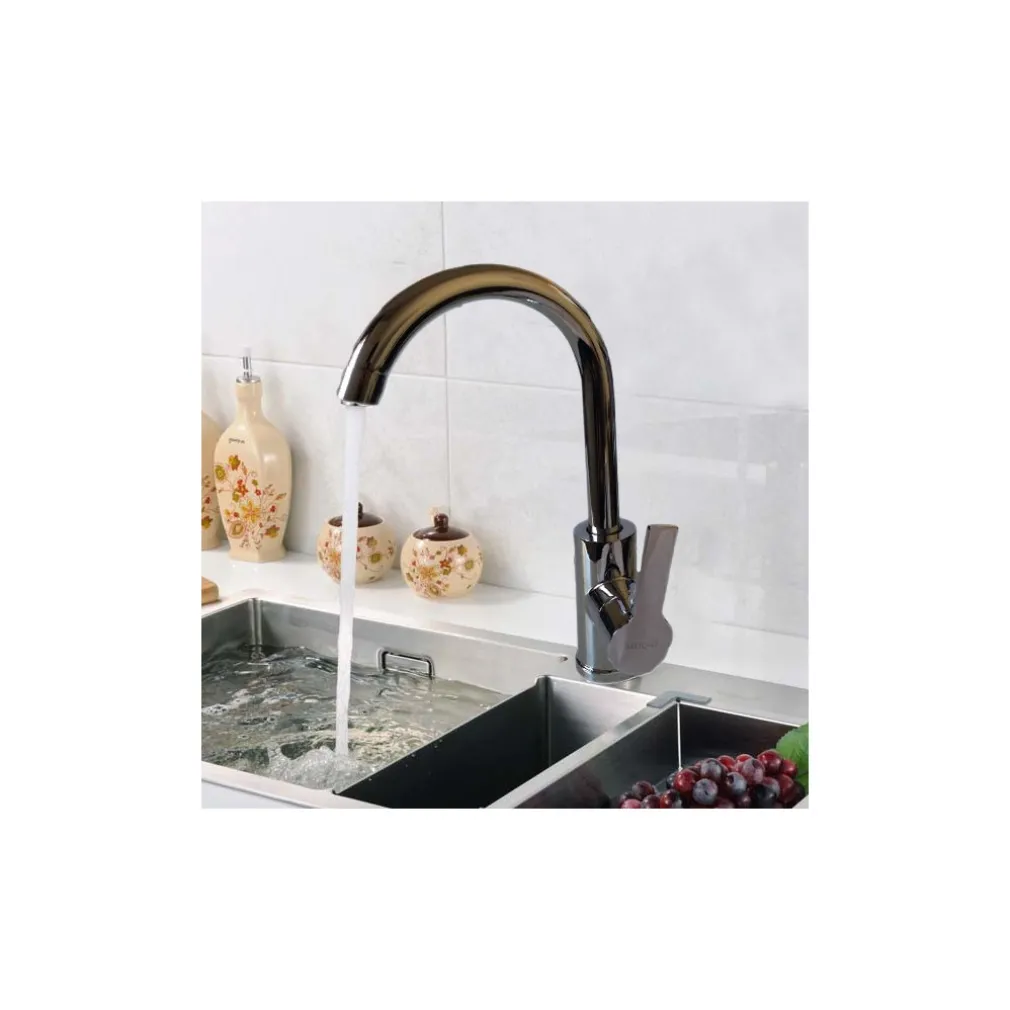 MISCELATORE RUBINETTO LAVABO LAVELLO CUCINA ACCIAIO CROMATO MONOCOMANDO