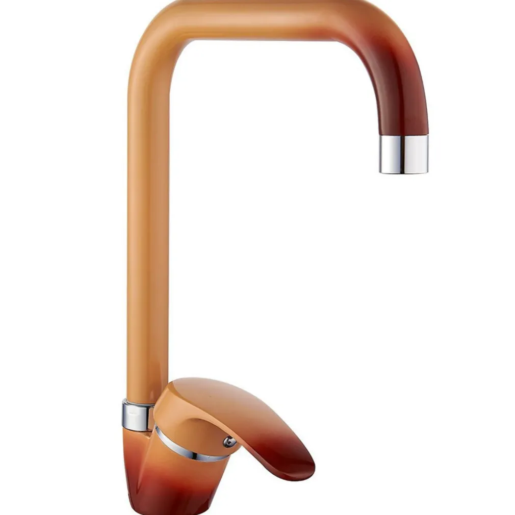 MISCELATORE RUBINETTO LAVELLO CUCINA CANNA ALTA QUADRATA 52989 TERRA DI FRANCIA