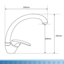 MISCELATORE RUBINETTO MONOCOMANDO PER LAVELLO CUCINA CANNA CURVA AVENA 63001