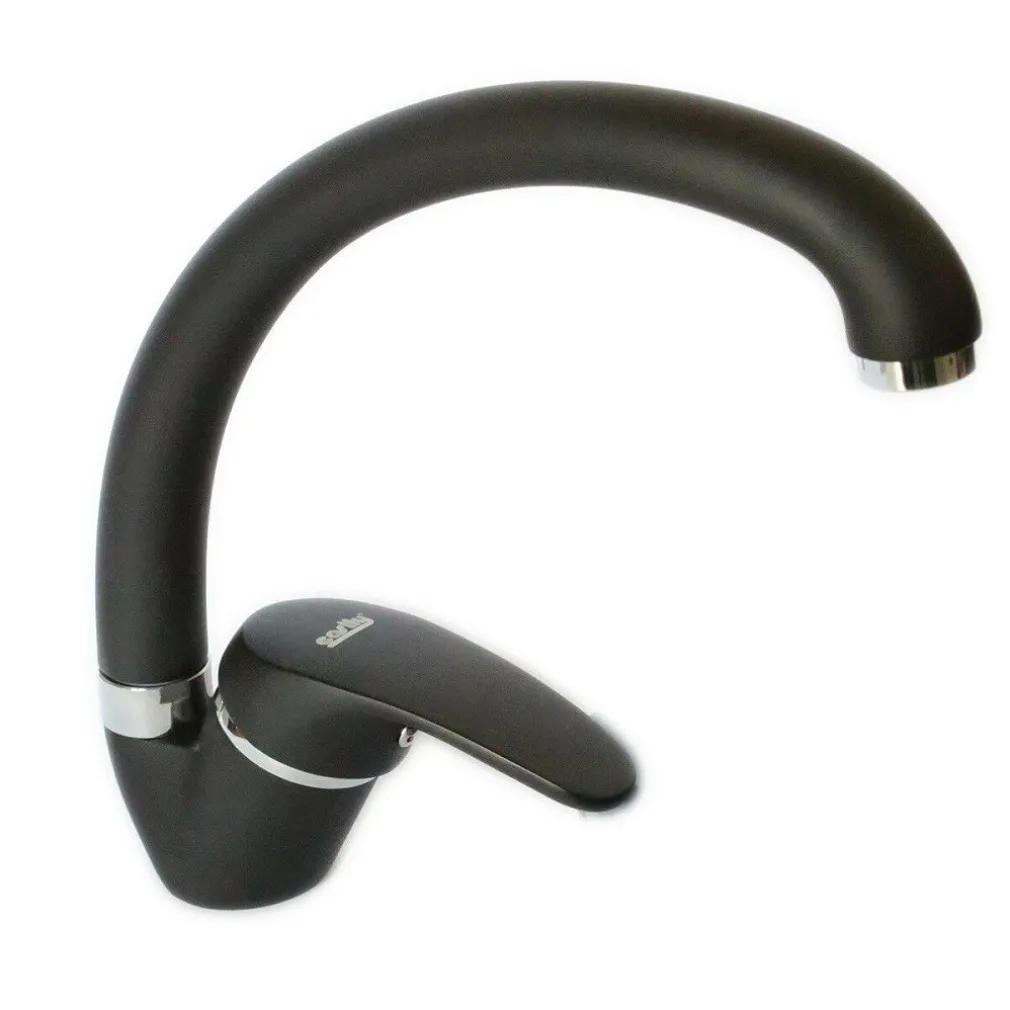 MISCELATORE RUBINETTO MONOCOMANDO PER LAVELLO CUCINA CANNA CURVA NERO 52938