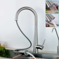 MISCELATORE RUBINETTO MONOCOMANDO LAVELLO CUCINA CON DOCCETTA A CANNA ALTA 52692