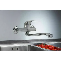 MISCELATORE RUBINETTO MONOCOMANDO LAVELLO CUCINA CANNA ALTA CROMATO MURO 69139