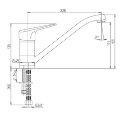 MISCELATORE RUBINETTO MONOCOMANDO PER LAVELLO CUCINA ACCIAIO CROMATO