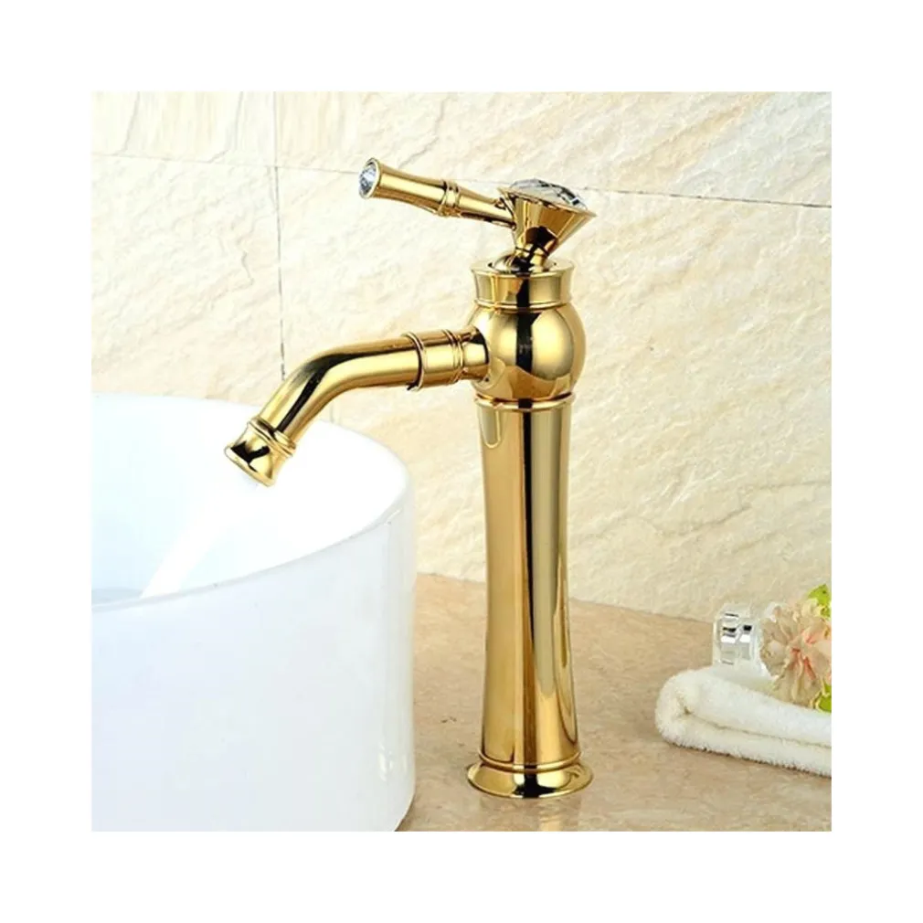 MISCELATORE RUBINETTO MONOCOMANDO LAVABO LAVANDINO BAGNO ALTO GEMME DORATO