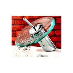 MISCELATORE RUBINETTO MONOCOMANDO CROMATO E IN VETRO A CASCATA