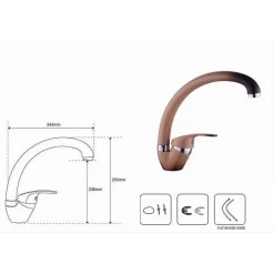 MISCELATORE RUBINETTO MONOCOMANDO PER LAVELLO CUCINA CANNA CURVA MARRONE/BEIGE 52937