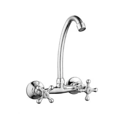 MISCELATORE RUBINETTO PARETE MANOPOLE A CROCE CUCINA LAVELLO OTTONE ROMA 69407