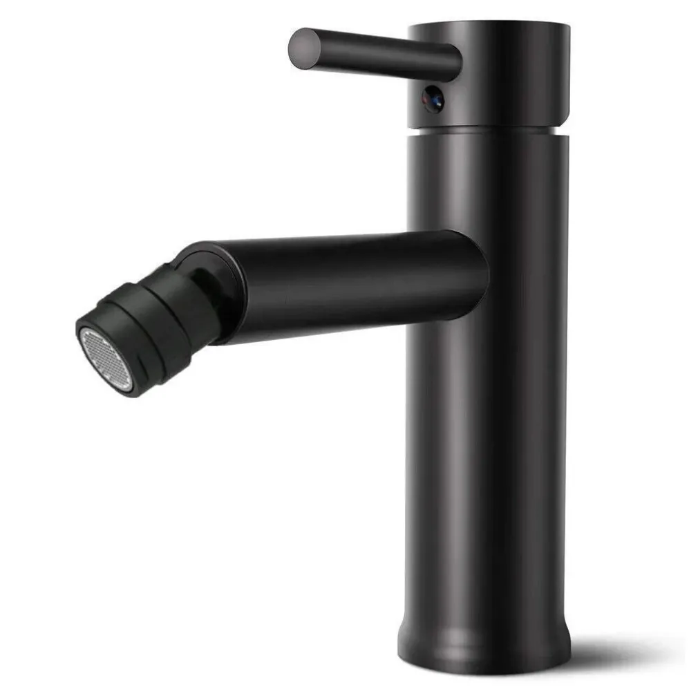 MISCELATORE RUBINETTO PER LAVABO BIDET BAGNO ACCIAIO INOX NERO PILETTA RAY 87392