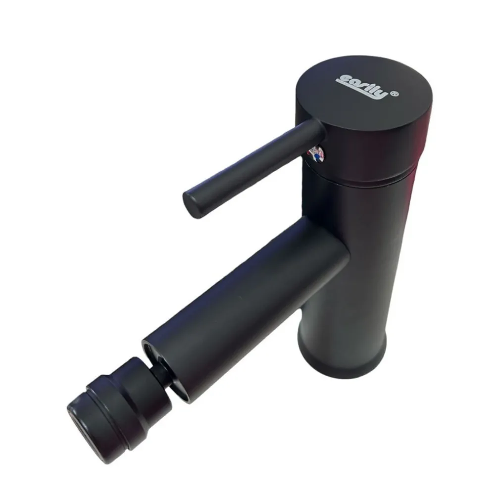 MISCELATORE RUBINETTO PER LAVABO BIDET BAGNO ACCIAIO INOX NERO PILETTA RAY 87392