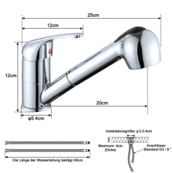MISCELATORE RUBINETTO PER LAVELLO CUCINA CON DOCCETTA ESTRAIBILE FLESSIBILE 52336