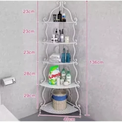 MOBILE 5 MENSOLE AD ANGOLO BAGNO RIPOSTIGLIO ANGOLIERA RIPIANI PORTAOGGETTI FERRO DECORATO