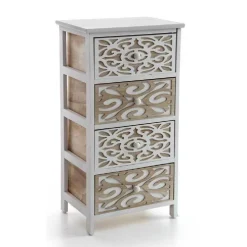 MOBILE CASSETTIERA 4 CASSETTI DECORATI IN LEGNO BICOLORE 40 X 29 X 73 CM 788208