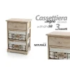 MOBILE CASSETTIERA IN LEGNO NATURALE 3 CASSETTI 37X27X58CM DECORATA CESTE 787805
