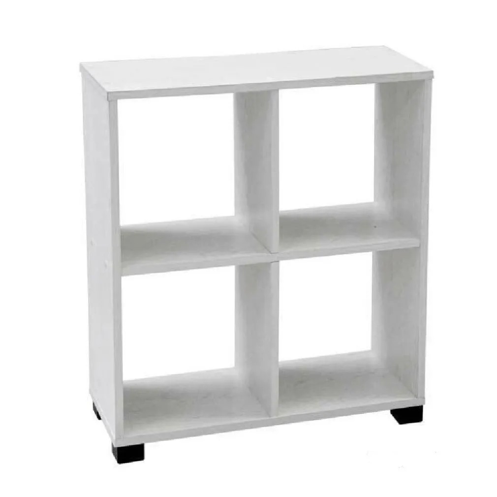 MOBILE LIBRERIA ERMES SCAFFALE BASSO 4 SCOMPARTI LEGNO BIANCO 60X24X68CM 715624
