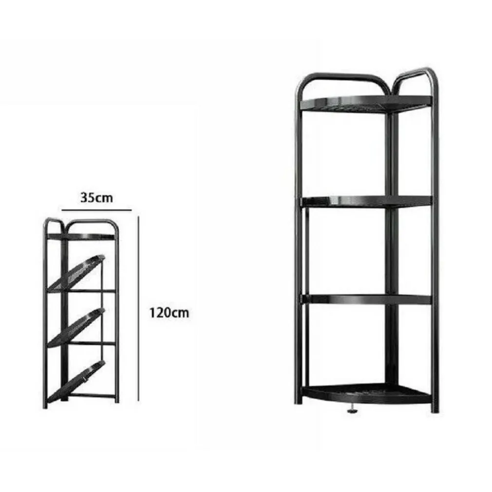MOBILE MOBILETTO ANGOLARE METALLO NERO 4 RIPIANI PORTATUTTO REGOLABILE SCARPE 71027