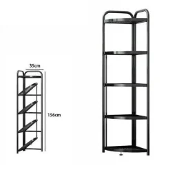 MOBILE MOBILETTO ANGOLARE METALLO NERO 5 RIPIANI PORTATUTTO REGOLABILE SCARPE 71028