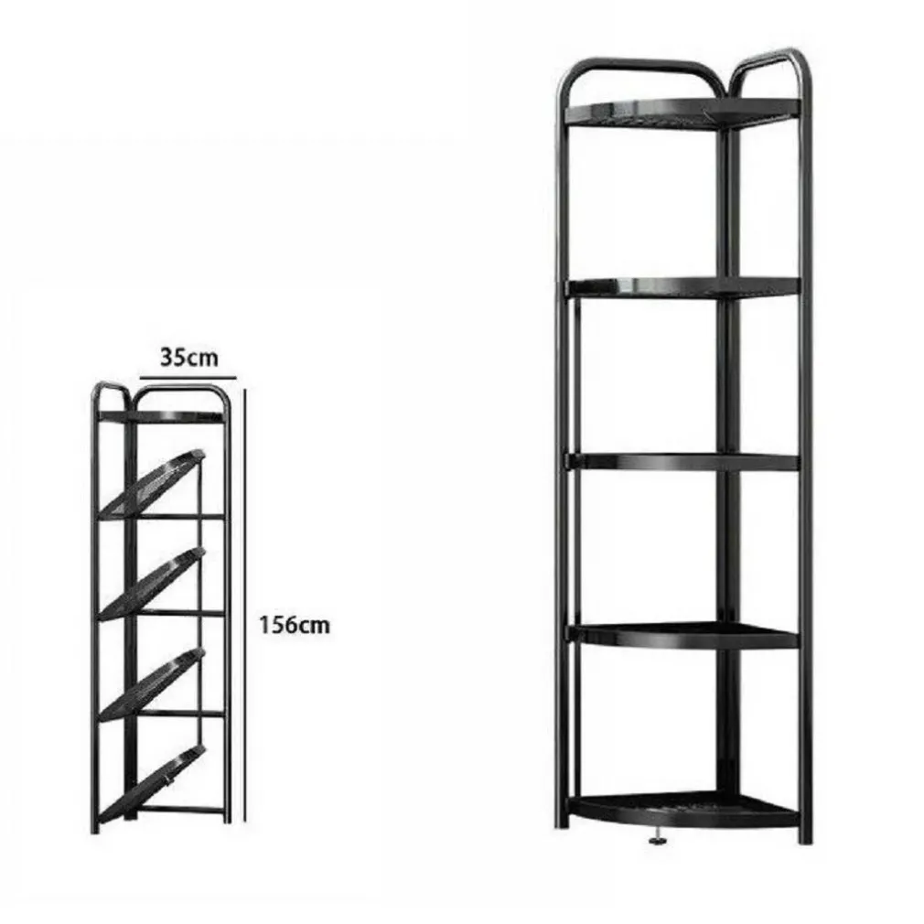 MOBILE MOBILETTO ANGOLARE METALLO NERO 5 RIPIANI PORTATUTTO REGOLABILE SCARPE 71028