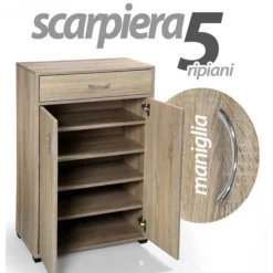 MOBILE SCARPIERA ARMADIO 2 ANTE CASSETTO 5 RIPIANI ROVERE GAIA 95X63X33CM 770968