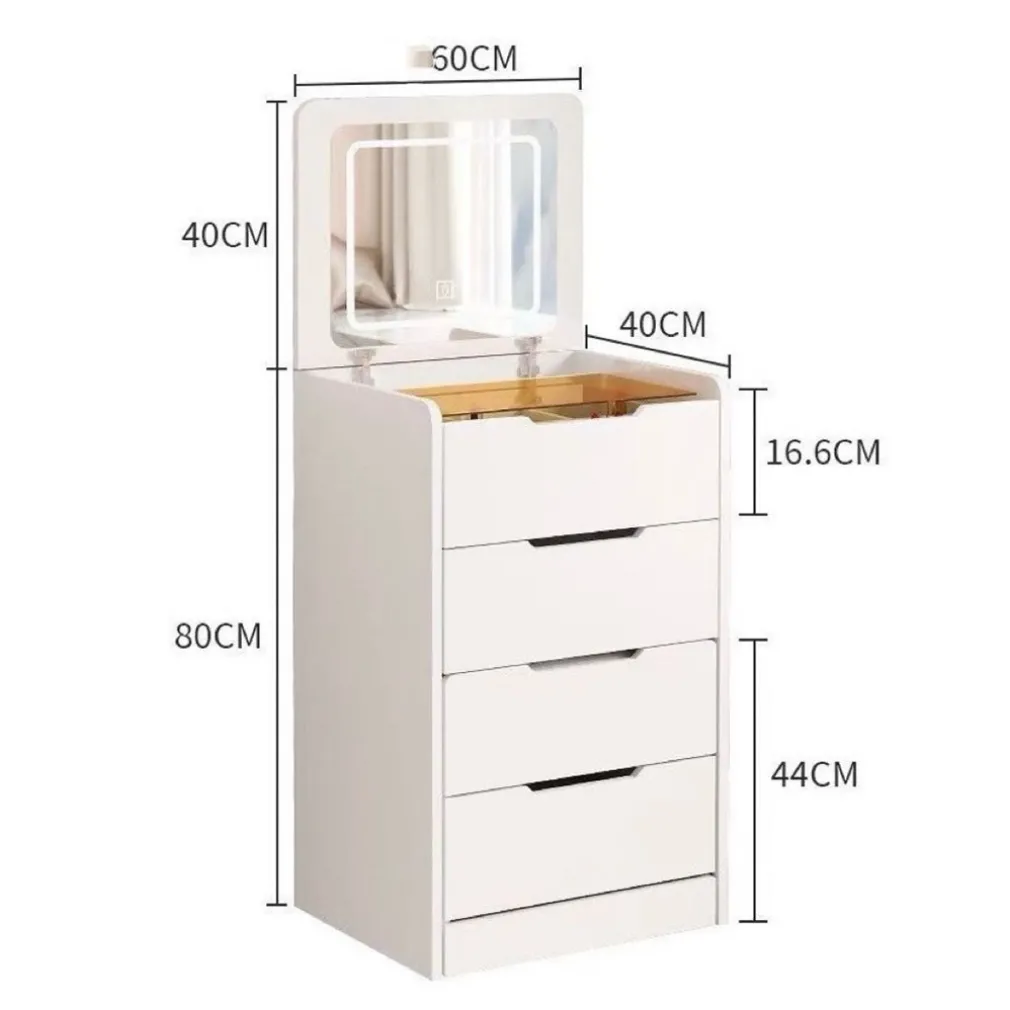 MOBILE TOELETTA POSTAZIONE TRUCCO CON SPECCHIO LUCI SGABELLO NASCOSTO CON CASSETTI