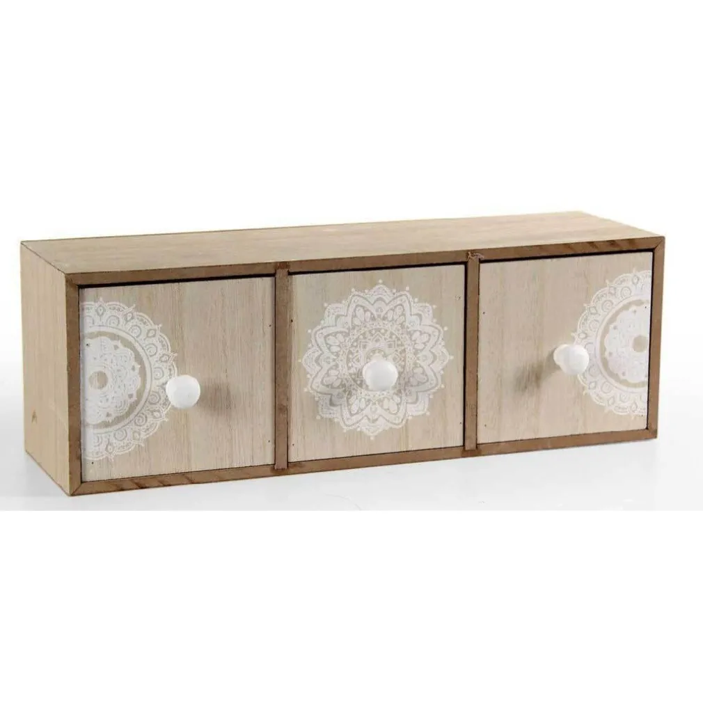 MOBILETTO CASSETTIERA PORTA GIOIE OGGETTI TRUCCHI LEGNO INDIAN 33X11X11CM 748356