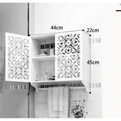 MOBILETTO DA BAGNO A PARETE CON PORTASCIUGAMANI ARMADIETTO IN MDF A 2 LIVELLI