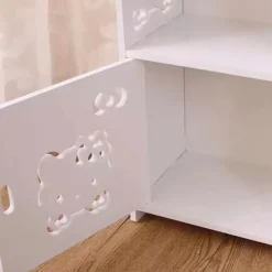 MOBILETTO DESIGN GATTO KITTY LEGNO COMODINO MODERNO PORTAOGGETTI SOGGIORNO CAMERA BAMBINI