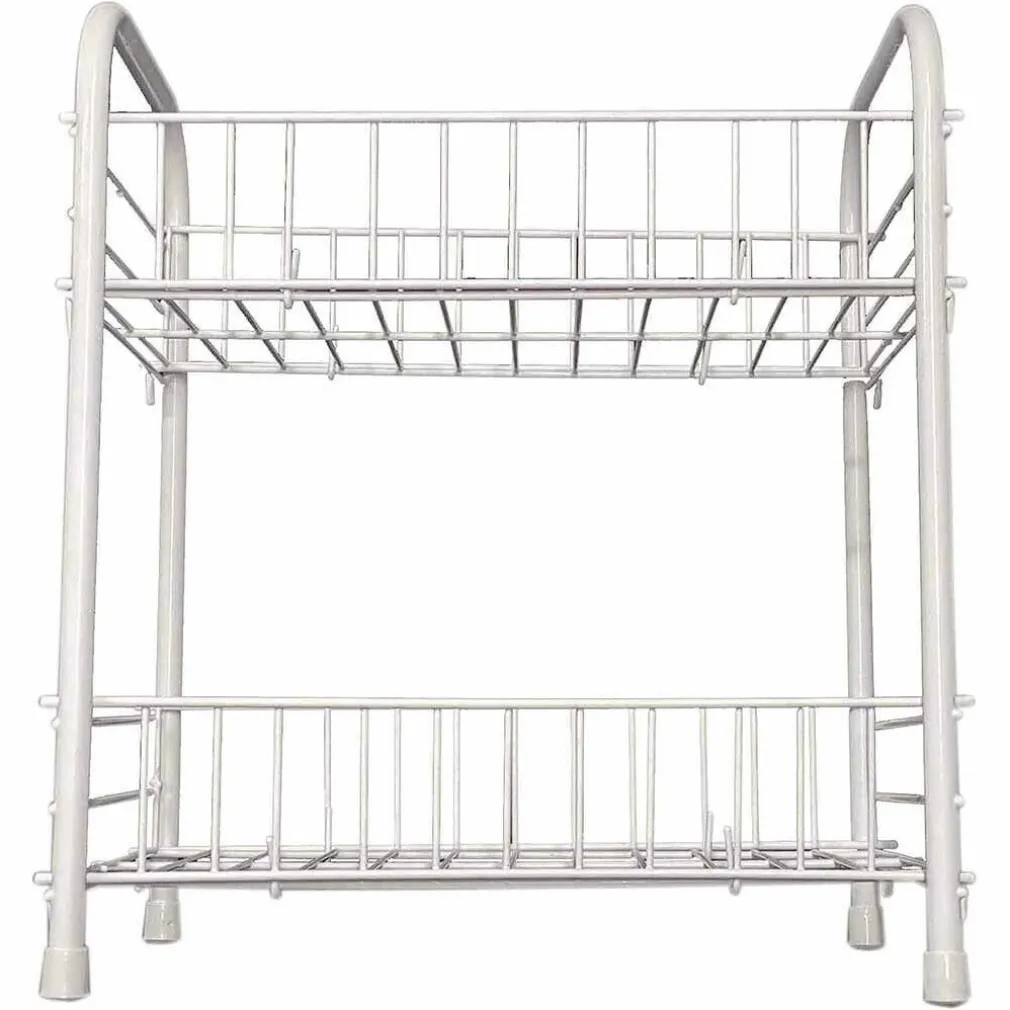 MOBILETTO IN METALLO PORTA OGGETTI 2 RIPIANI BIANCO SCAFFALE BAGNO 32X36CM 52530