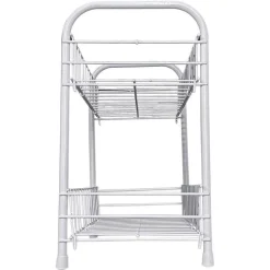 MOBILETTO IN METALLO PORTA OGGETTI 2 RIPIANI BIANCO SCAFFALE BAGNO 32X36CM 52530