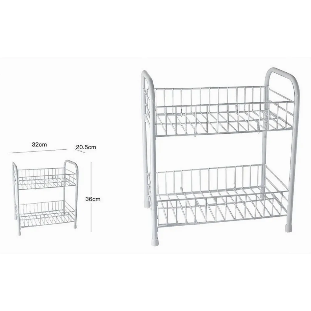 MOBILETTO IN METALLO PORTA OGGETTI 2 RIPIANI BIANCO SCAFFALE BAGNO 32X36CM 52530