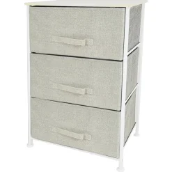 MOBILETTO MULTIUSO CON 3 CASSETTI IN TESSUTO BEIGE DESIGN SALVASPAZIO CASA H73X45X30CM