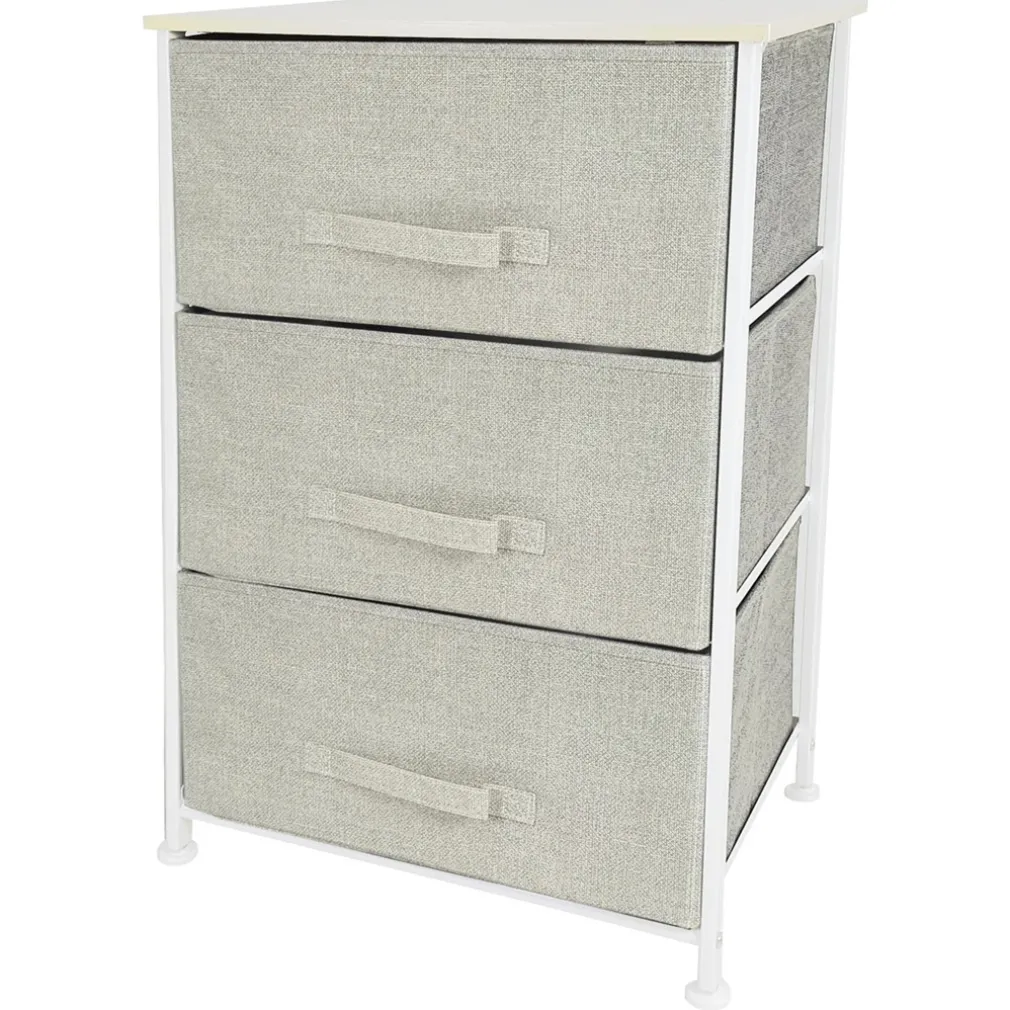 MOBILETTO MULTIUSO CON 3 CASSETTI IN TESSUTO BEIGE DESIGN SALVASPAZIO CASA H73X45X30CM