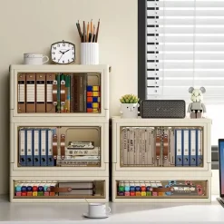 MOBILETTO ORGANIZER PIEGHEVOLE A 2 RIPIANI CON CASSETTO ARMADIETTO DA SCRIVANIA CAMERA