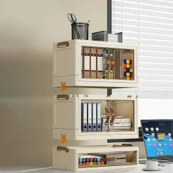 MOBILETTO ORGANIZER PIEGHEVOLE A 2 RIPIANI CON CASSETTO ARMADIETTO DA SCRIVANIA CAMERA